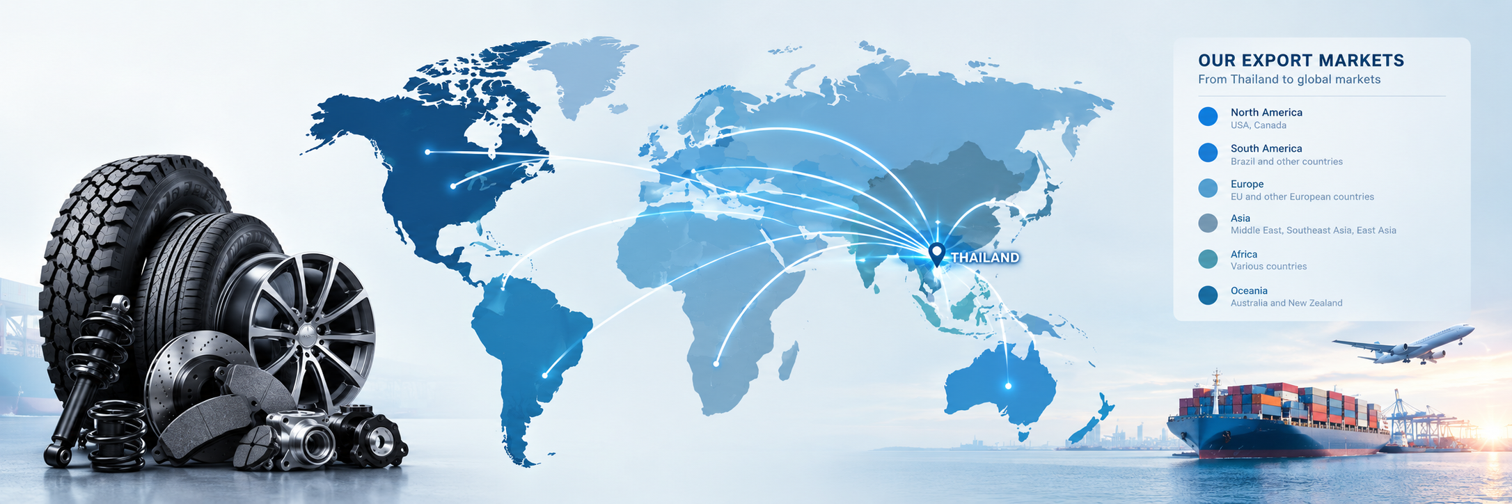 Siam Rung Thai export markets — interactive world export map from Thailand